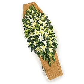 Double ended White Lily casket Spray